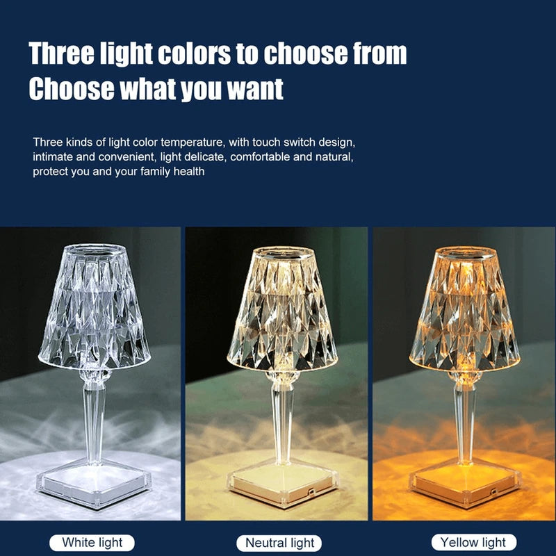 LED Bar Diamond-Like Rechargeable Crystal Table Lamp