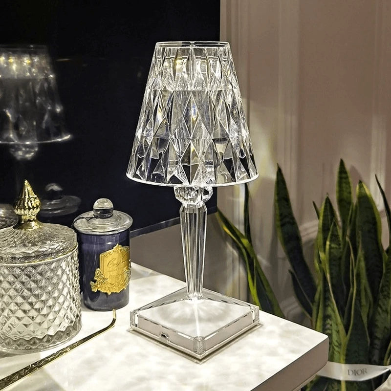 LED Bar Diamond-Like Rechargeable Crystal Table Lamp