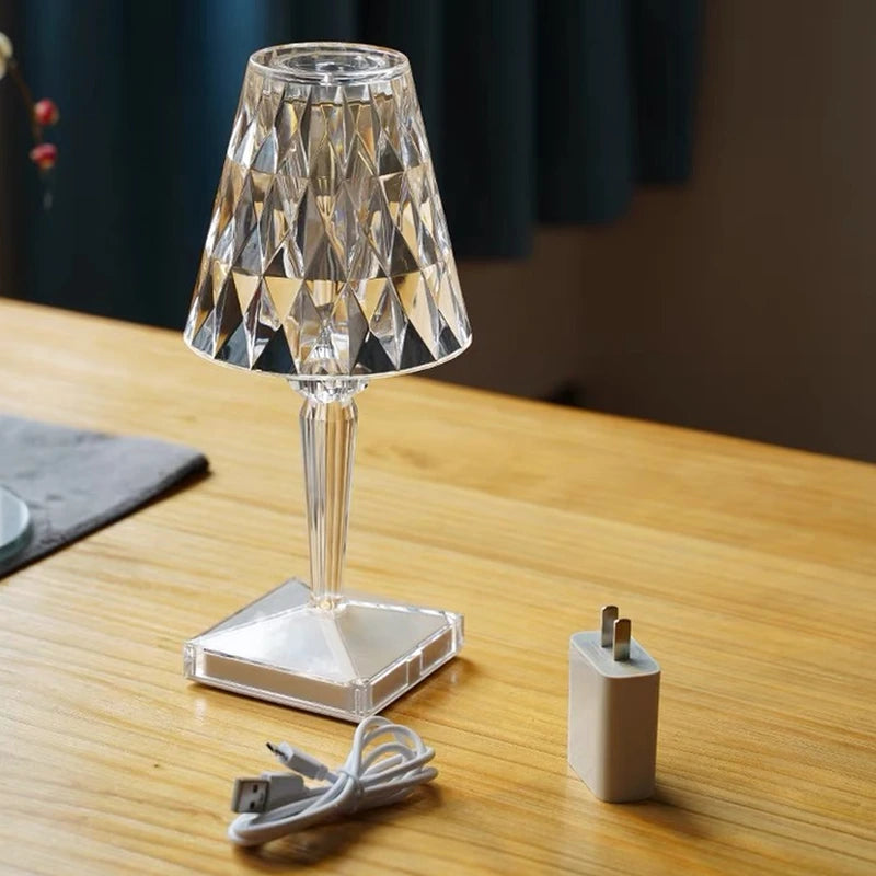 LED Bar Diamond-Like Rechargeable Crystal Table Lamp