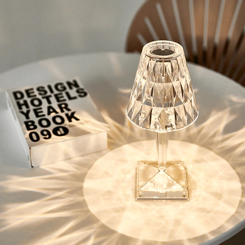 LED Bar Diamond-Like Rechargeable Crystal Table Lamp